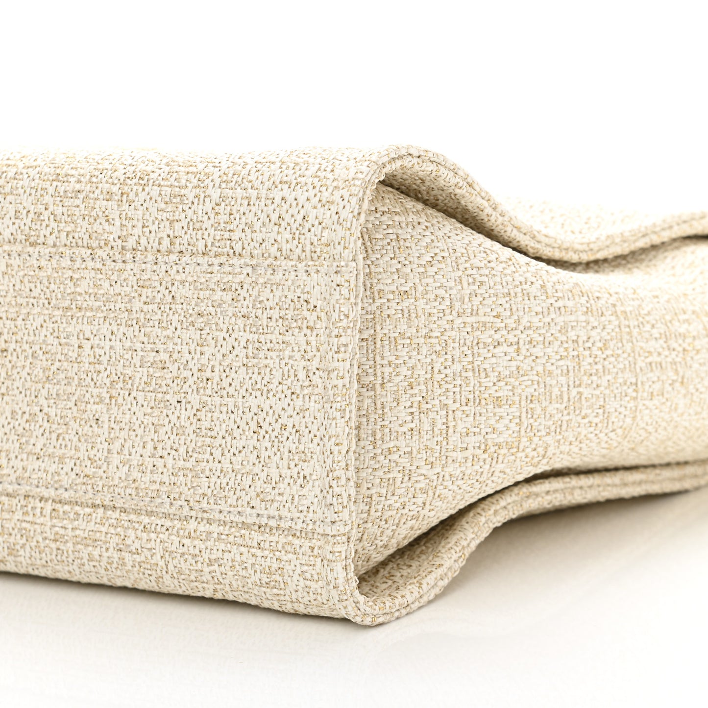 Lurex Boucle Small Deauville Tote Ivory