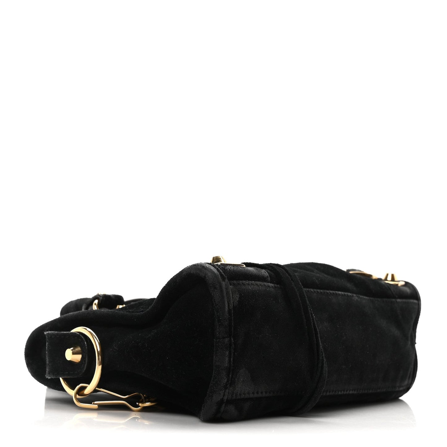 Baby Daim Suede Gold Metallic Edge Hardware Mini City Black