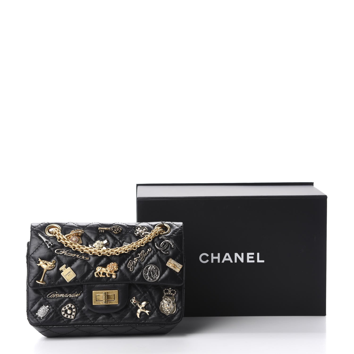 Chanel Aged Calfskin Lucky Charms 2.55 Reissue 224 Flap Black 17 of 17