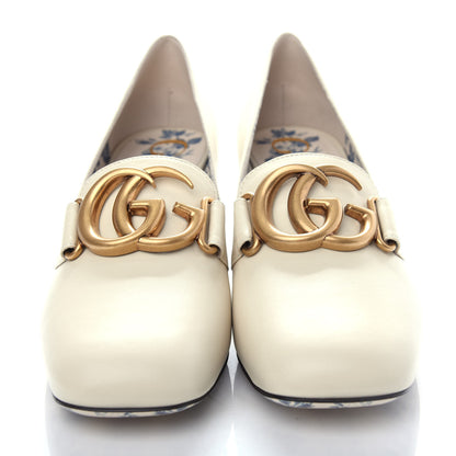 Gucci Malaga Kid GG Victoire 55mm Loafer Pumps 37 Vintage White 5 of 11