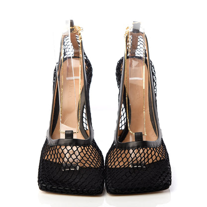 Bottega Veneta Mesh Calfskin Chain Stretch Pumps 36.5 Black 5 of 9