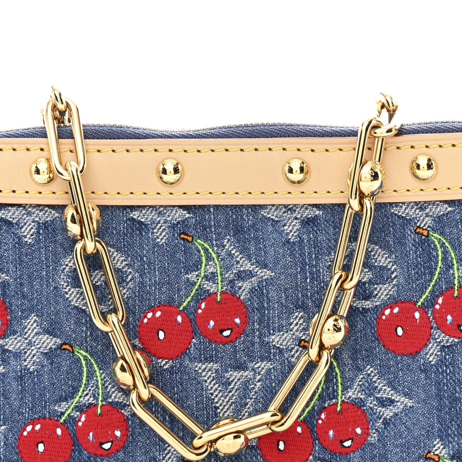 Louis Vuitton LV X TM Monogram Denim Cerises Pochette Accessories Blue 8 of 11