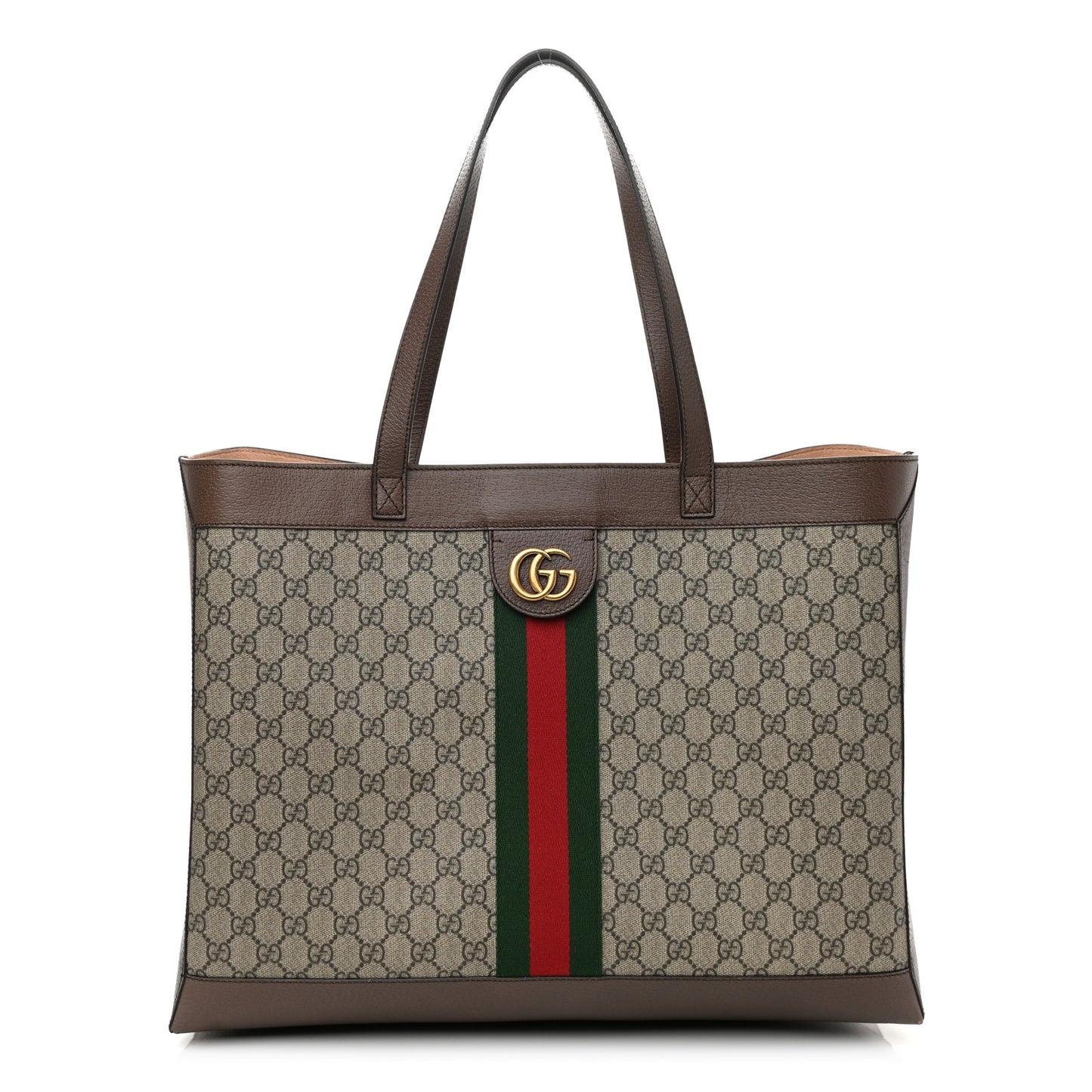 GG Supreme Monogram Web Ophidia Tote Brown