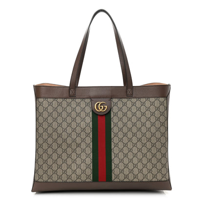 Gucci GG Supreme Monogram Web Ophidia Tote Brown 3 of 10