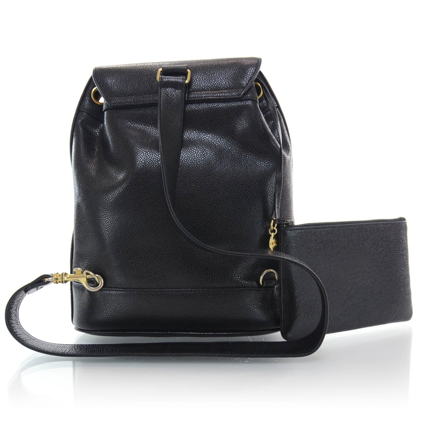 Caviar Drawstring Sling Backpack Black
