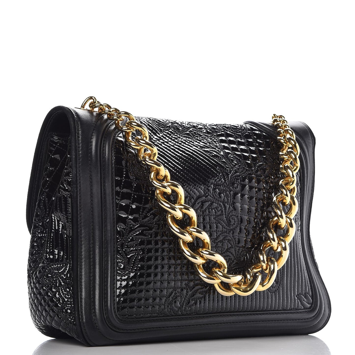 Patent Vanitas Shoulder Bag Black