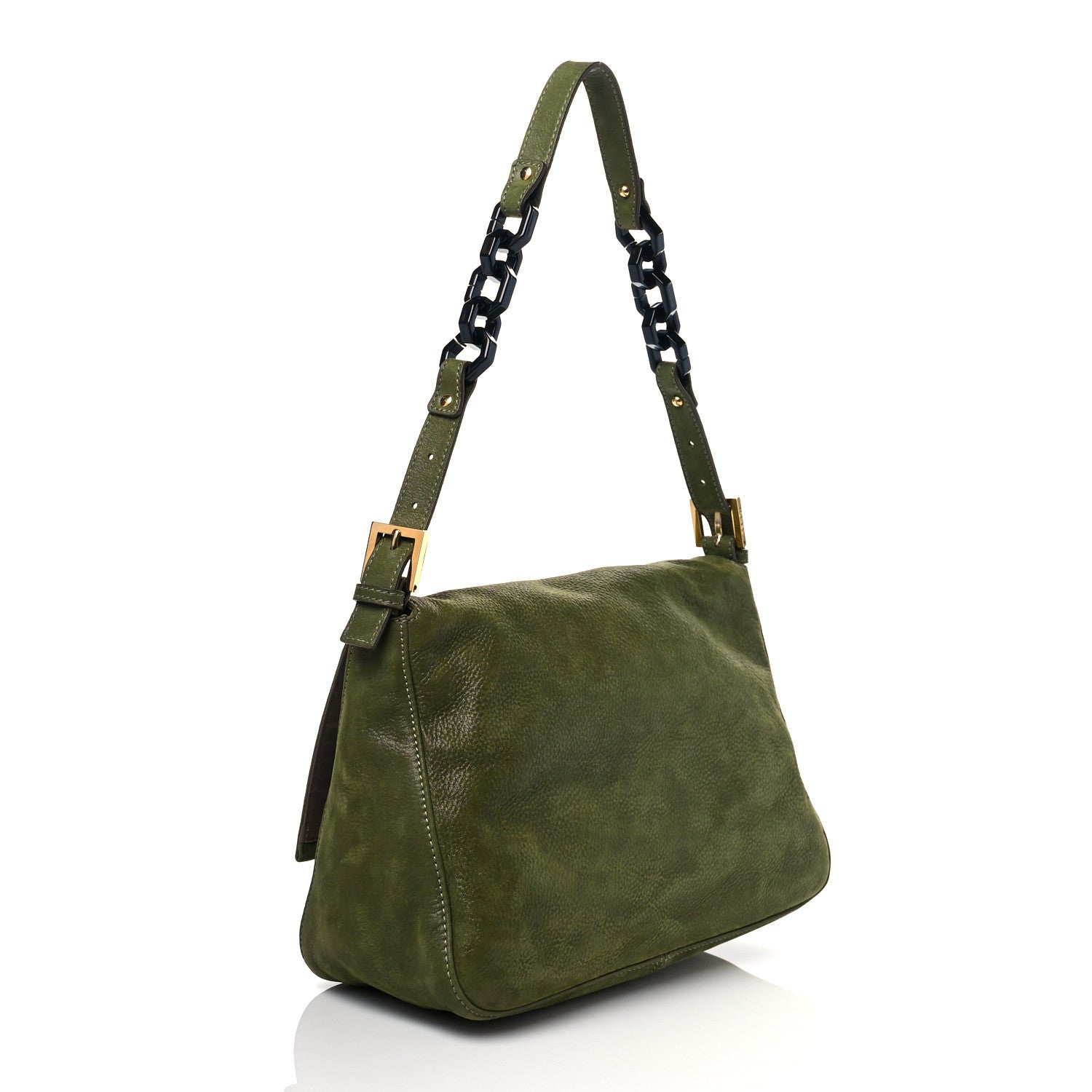 Fendi Vitello Savana Forever Mama Baguette Verde Bosco 3 of 10