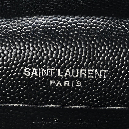 Saint Laurent Grain De Poudre Matelasse Chevron Monogram Chain Wallet Black 5 of 10
