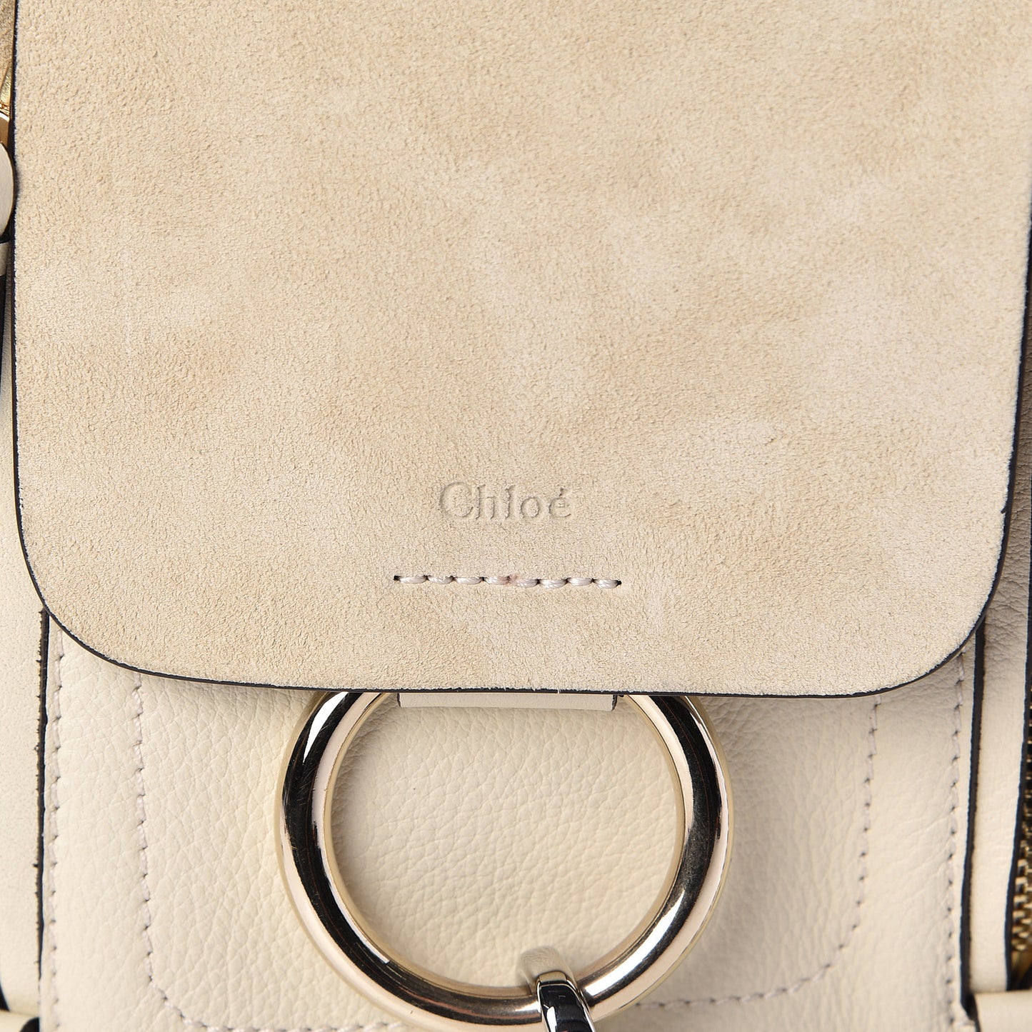Suede Calfskin Mini Faye Backpack Off White