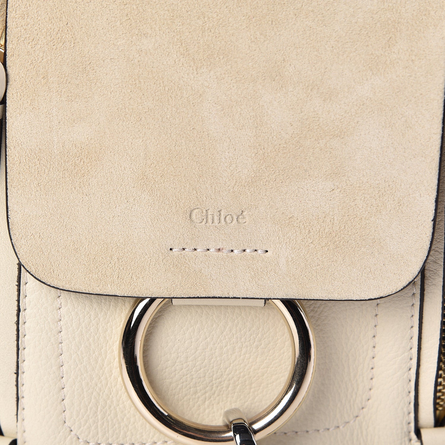 Chloe Suede Calfskin Mini Faye Backpack Off White 7 of 9
