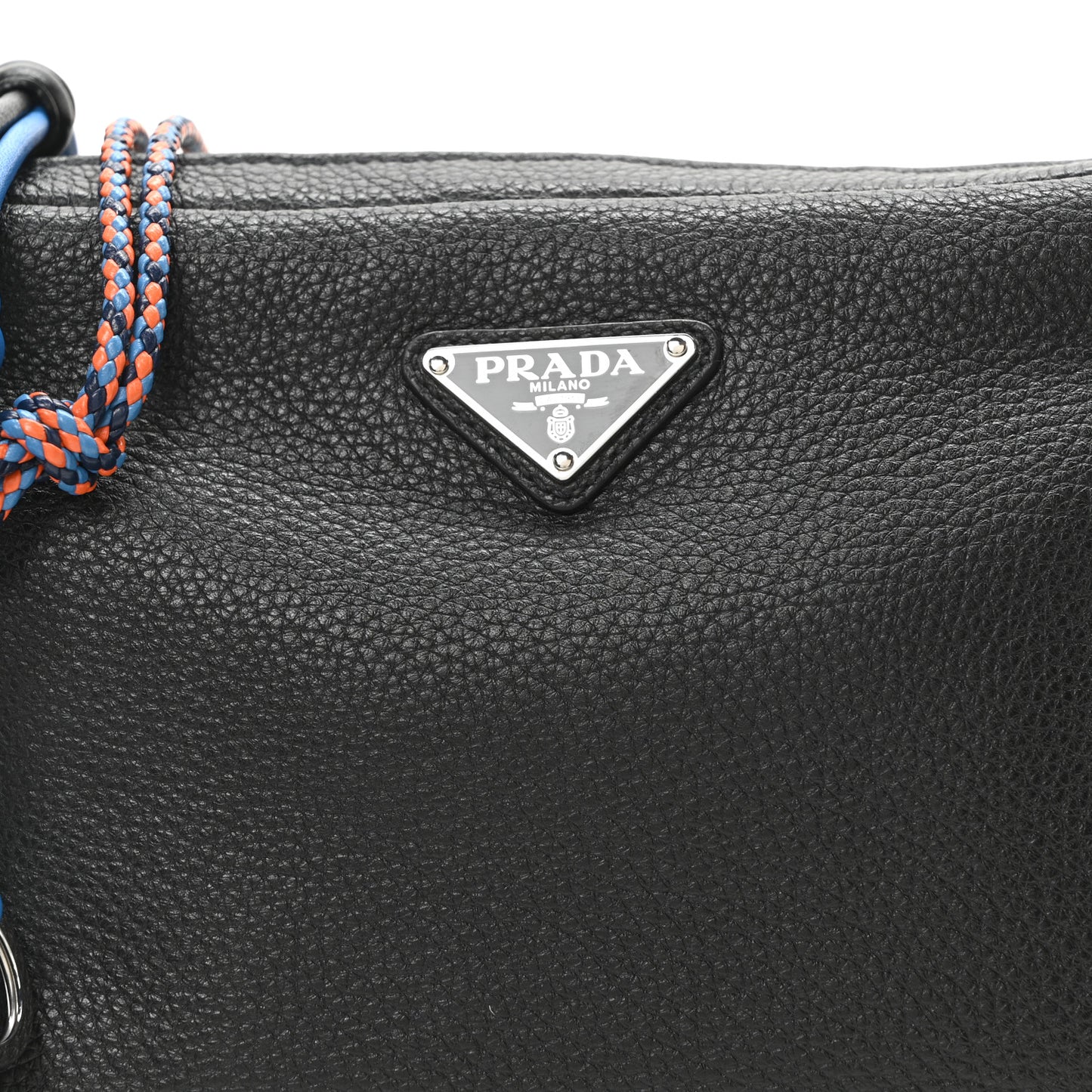 Vitello Daino Charm Shoulder Bag Black