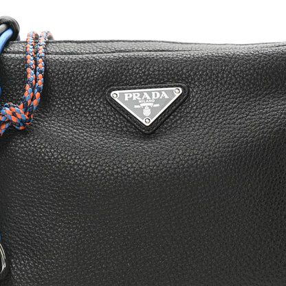 Prada Vitello Daino Charm Shoulder Bag Black 7 of 9