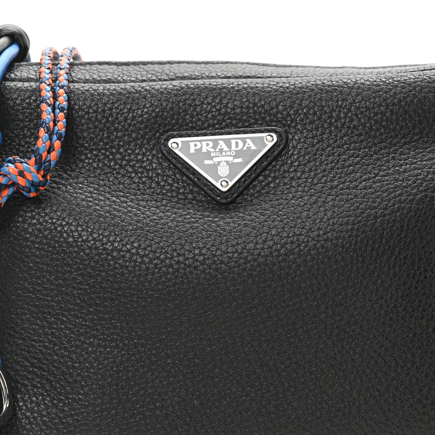 Prada Vitello Daino Charm Shoulder Bag Black 7 of 9
