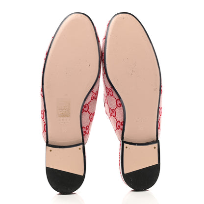 Gucci Canvas GG Monogram Horsebit Womens Princetown Slippers 38 Gardenia Hibiscus Red 5 of 10