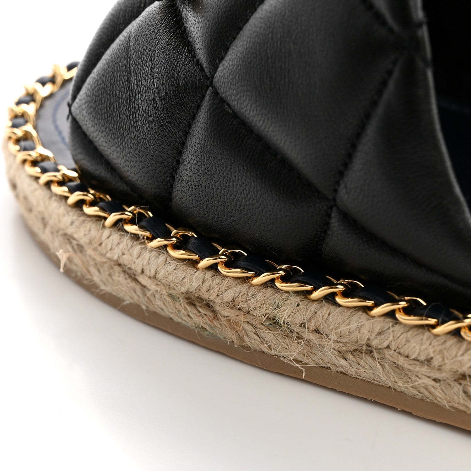 Chanel Lambskin Quilted CC Chain Espadrille Mules 39 Black Navy 9 of 12