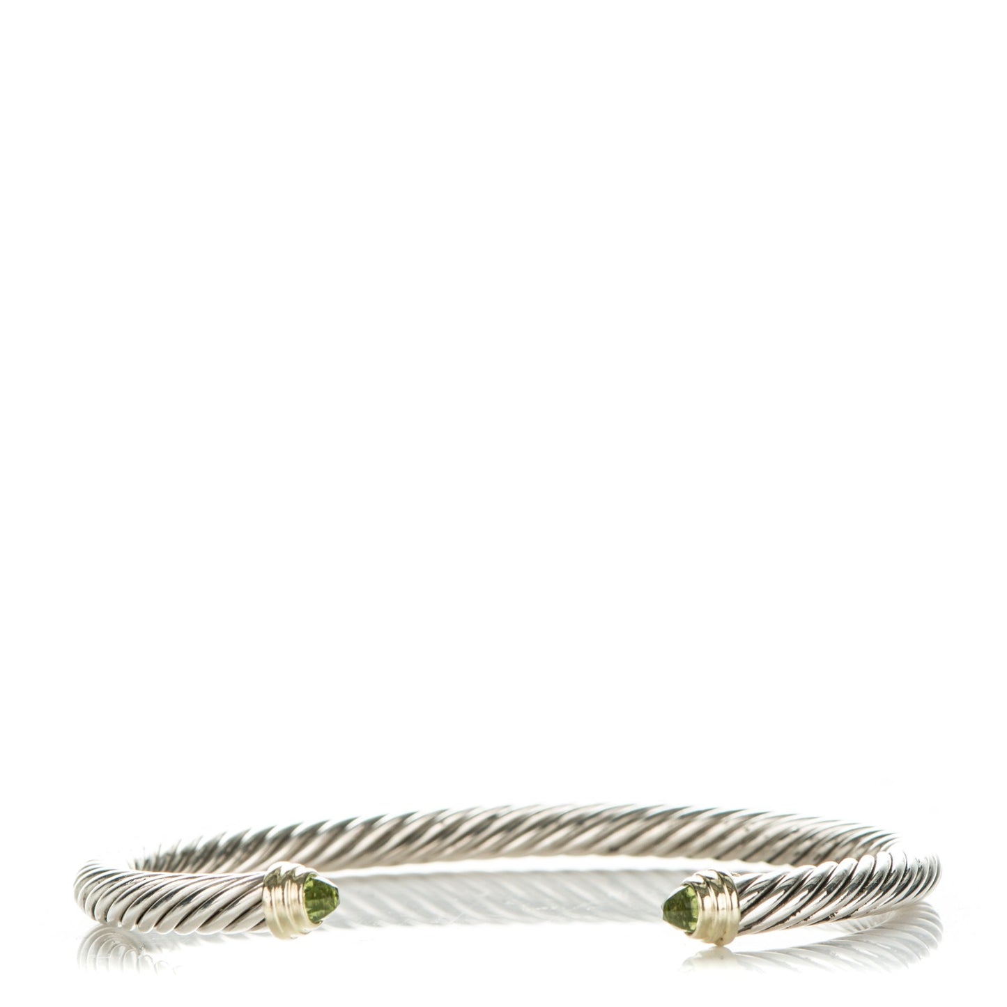 Sterling Silver 14K Yellow Gold Peridot 5mm Cable Classics Bracelet