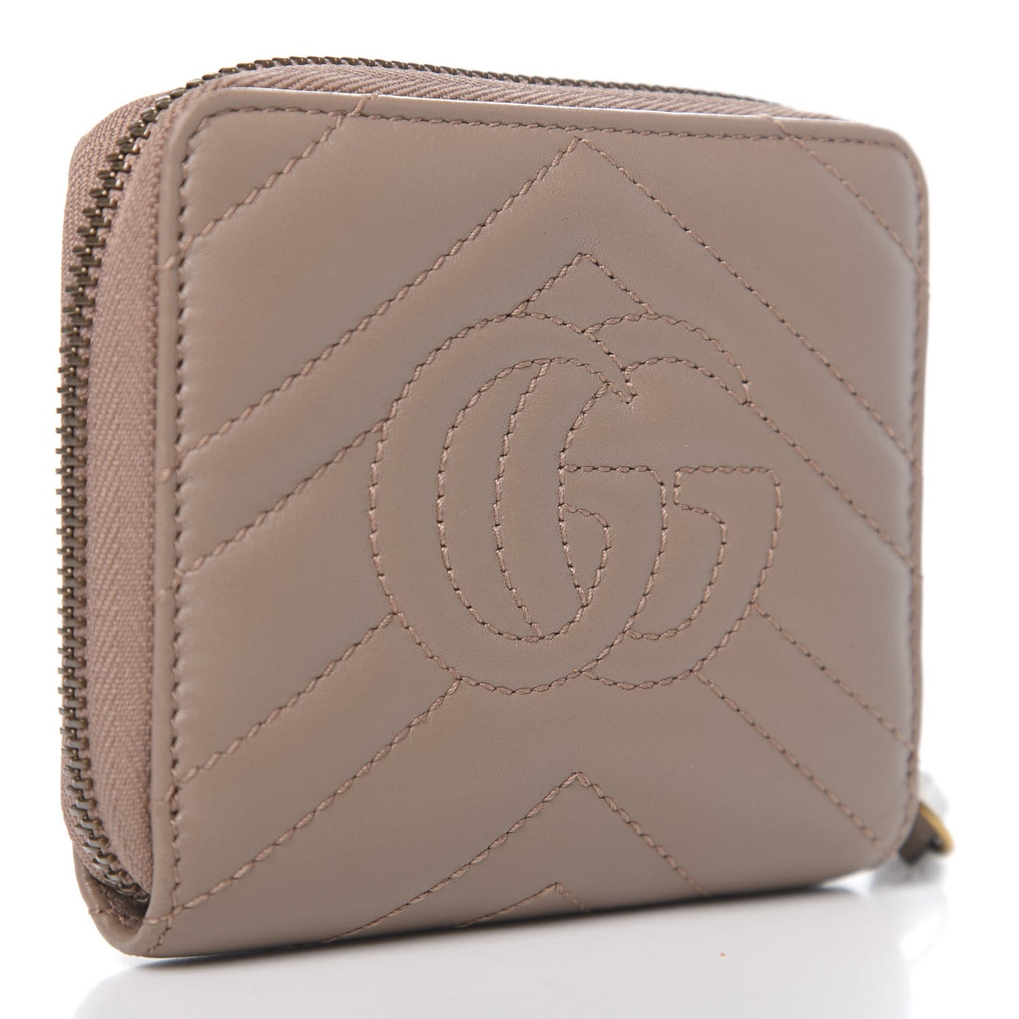 Calfskin Matelasse Small Marmont 2.0 Zip Wallet Porcelain Rose