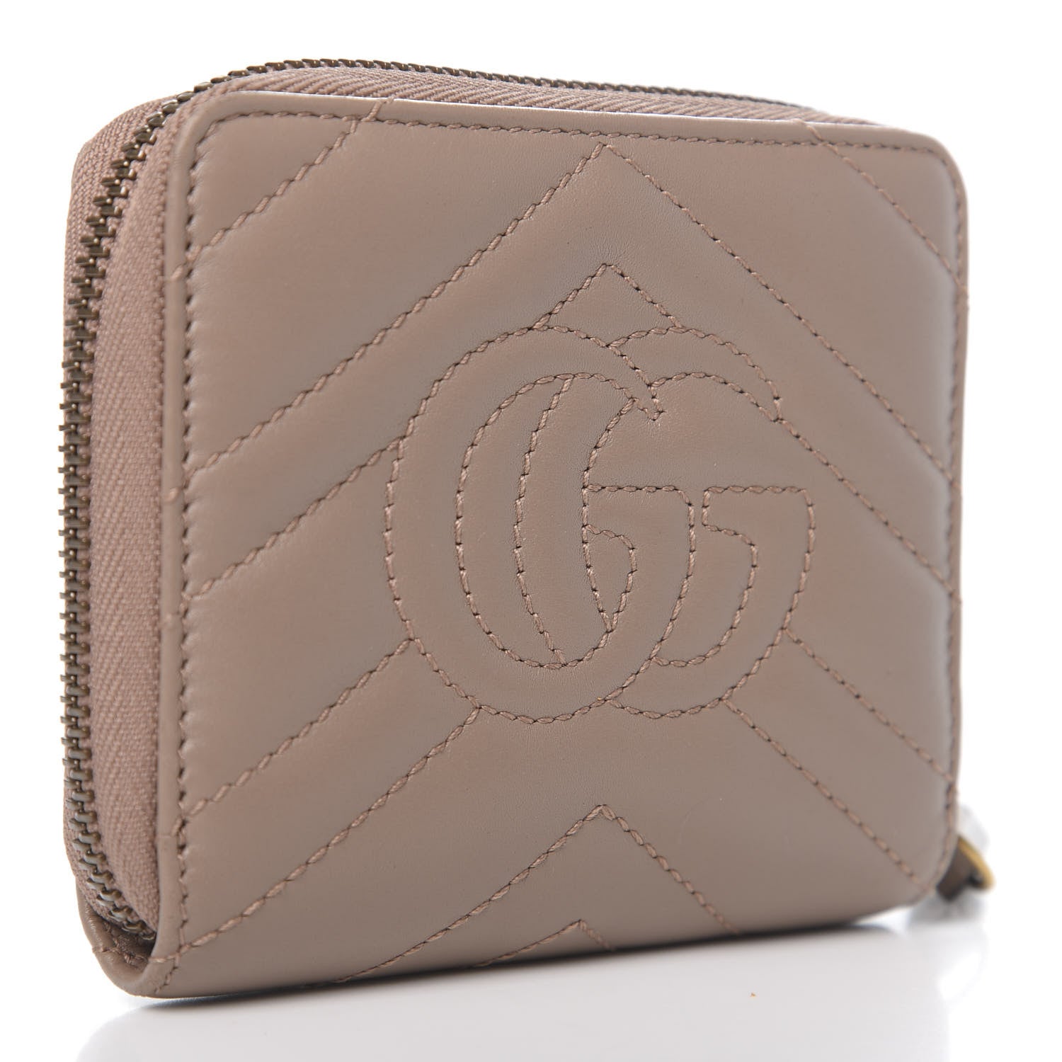 Gucci Calfskin Matelasse Small Marmont 2.0 Zip Wallet Porcelain Rose 3 of 6