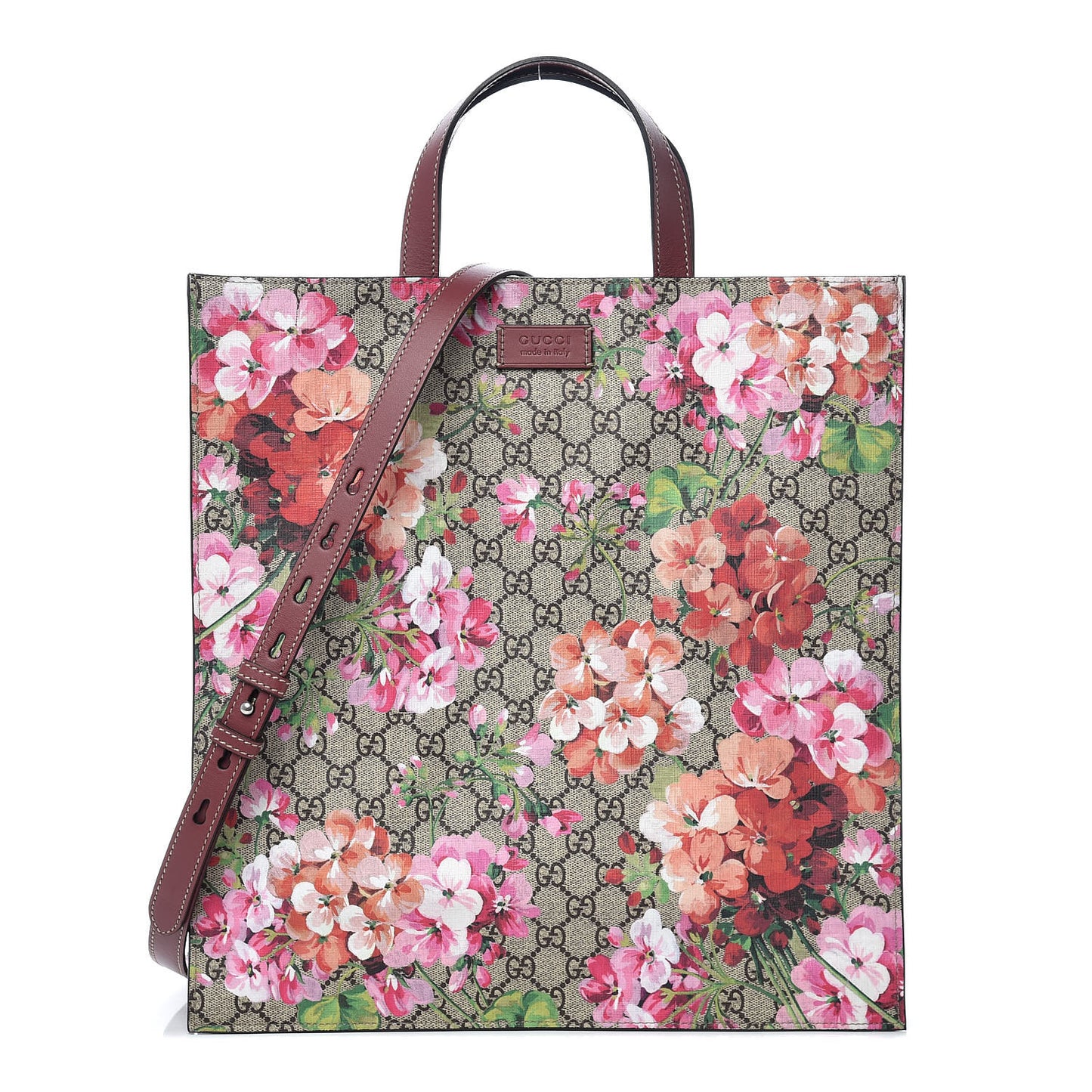 Soft GG Supreme Monogram Blooms Vertical Tote Beige Multicolor Dry Rose