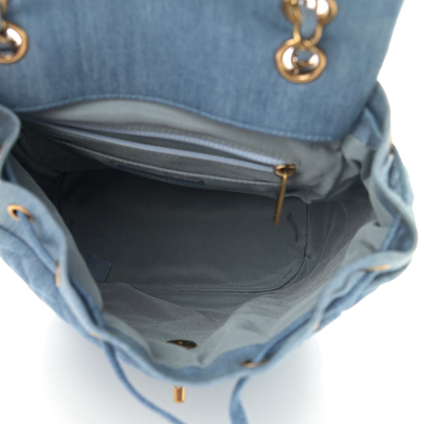 Washed Denim Quilted Small Urban Spirit Backpack Light Blue