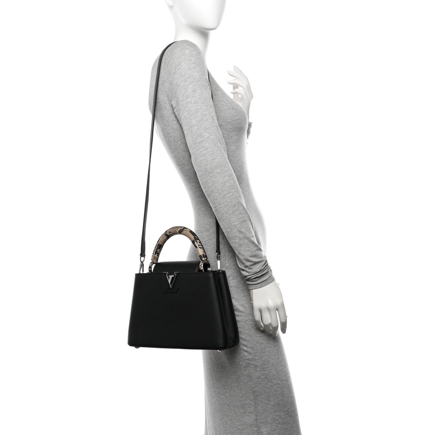 Taurillon Snakeskin Capucines BB Black