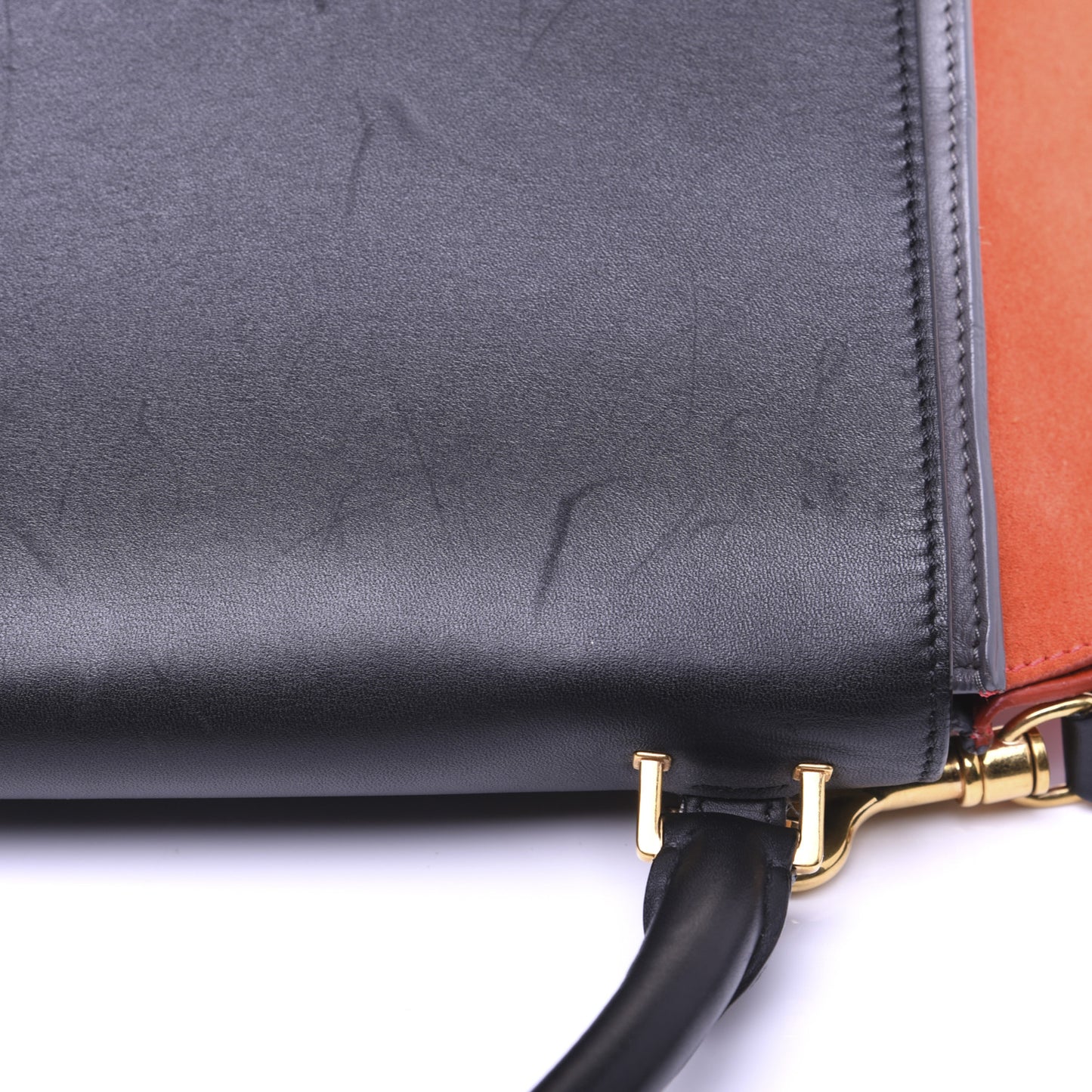 Smooth Calfskin Suede Medium Tri-Color Trapeze Flamingo