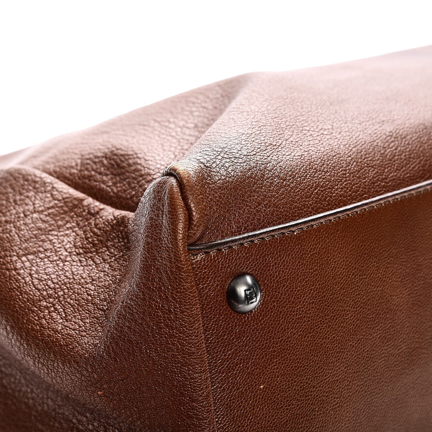 Fendi Goatskin Zucca Large Peekaboo Iconic Satchel Cuoio Tobacco Moro 12 of 16