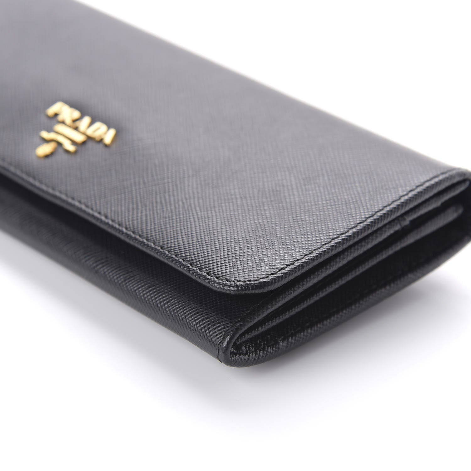 Prada Saffiano Metal Continental Flap Wallet Black 7 of 10