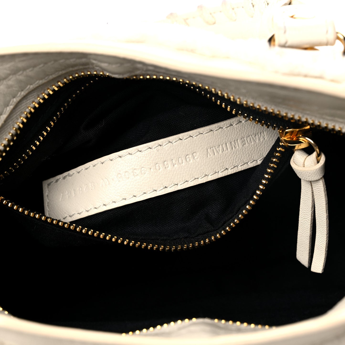 Shearling Nappa Gold Metallic Edge Hardware Mini City Cream