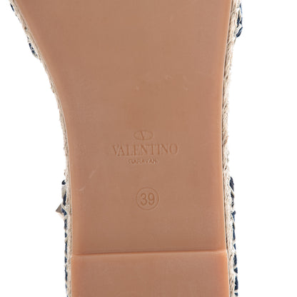 Valentino Garavani Denim Rockstud Ankle Wrap Espadrille 20mm Flats 39 Light Denim 6 of 8