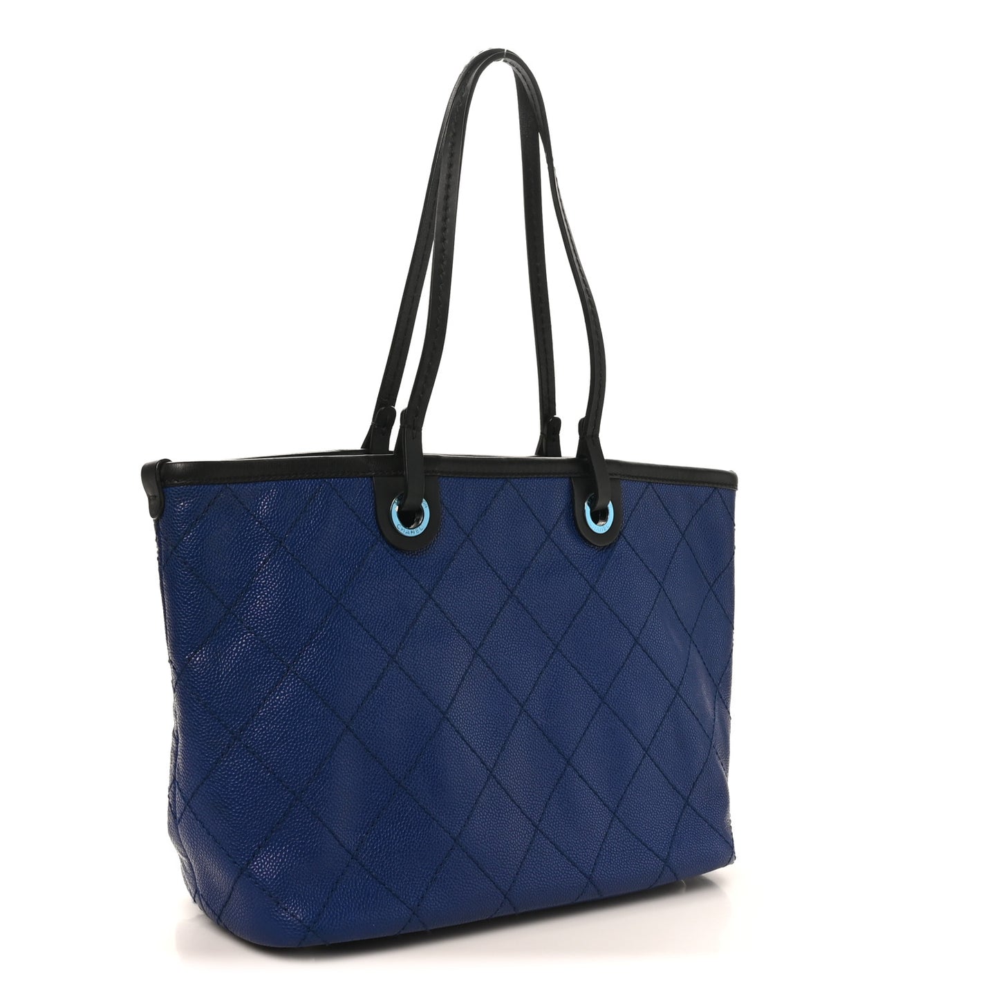 Grained Calfskin Shopping Fever Tote Blue