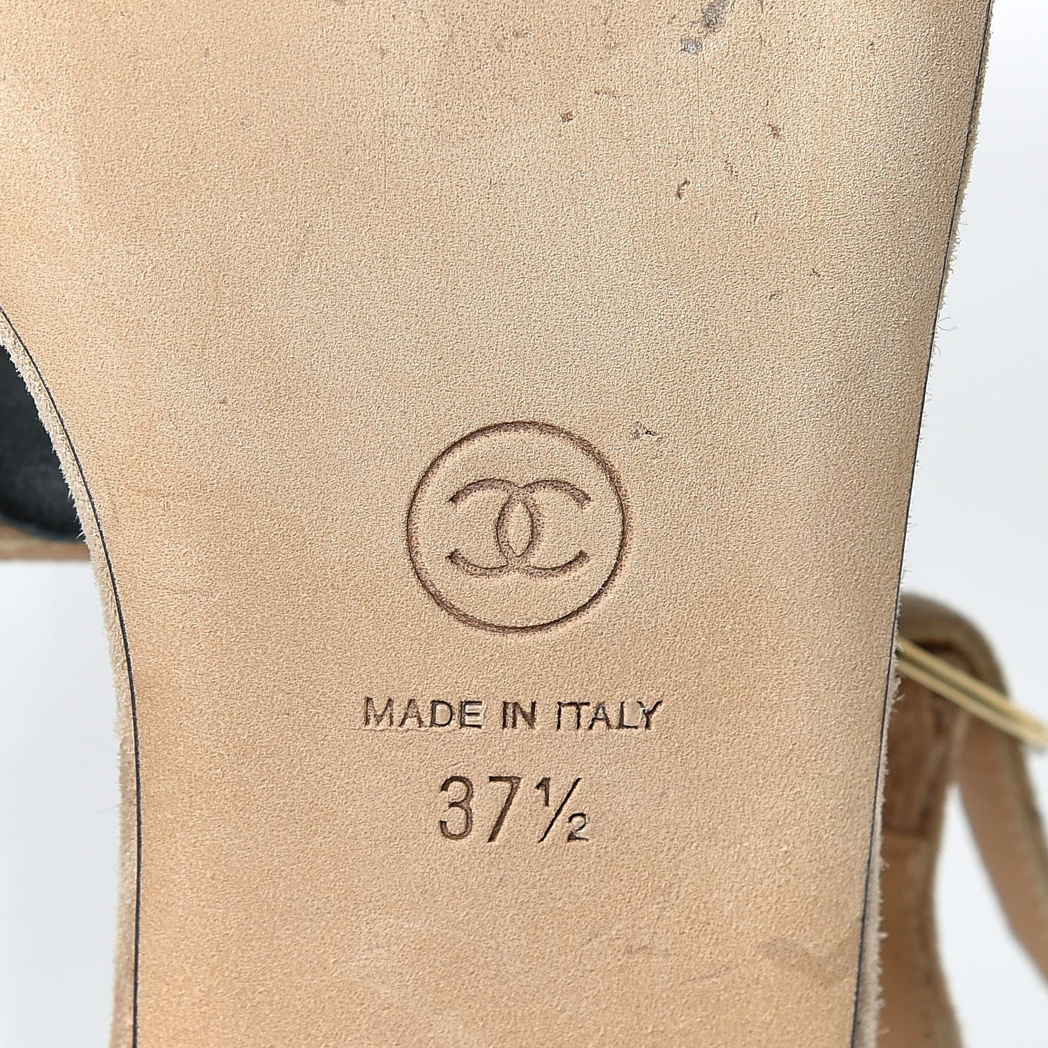 Chanel Suede Patent Calfskin Camellia Thong Sandals 37.5 Beige Black 8 of 11