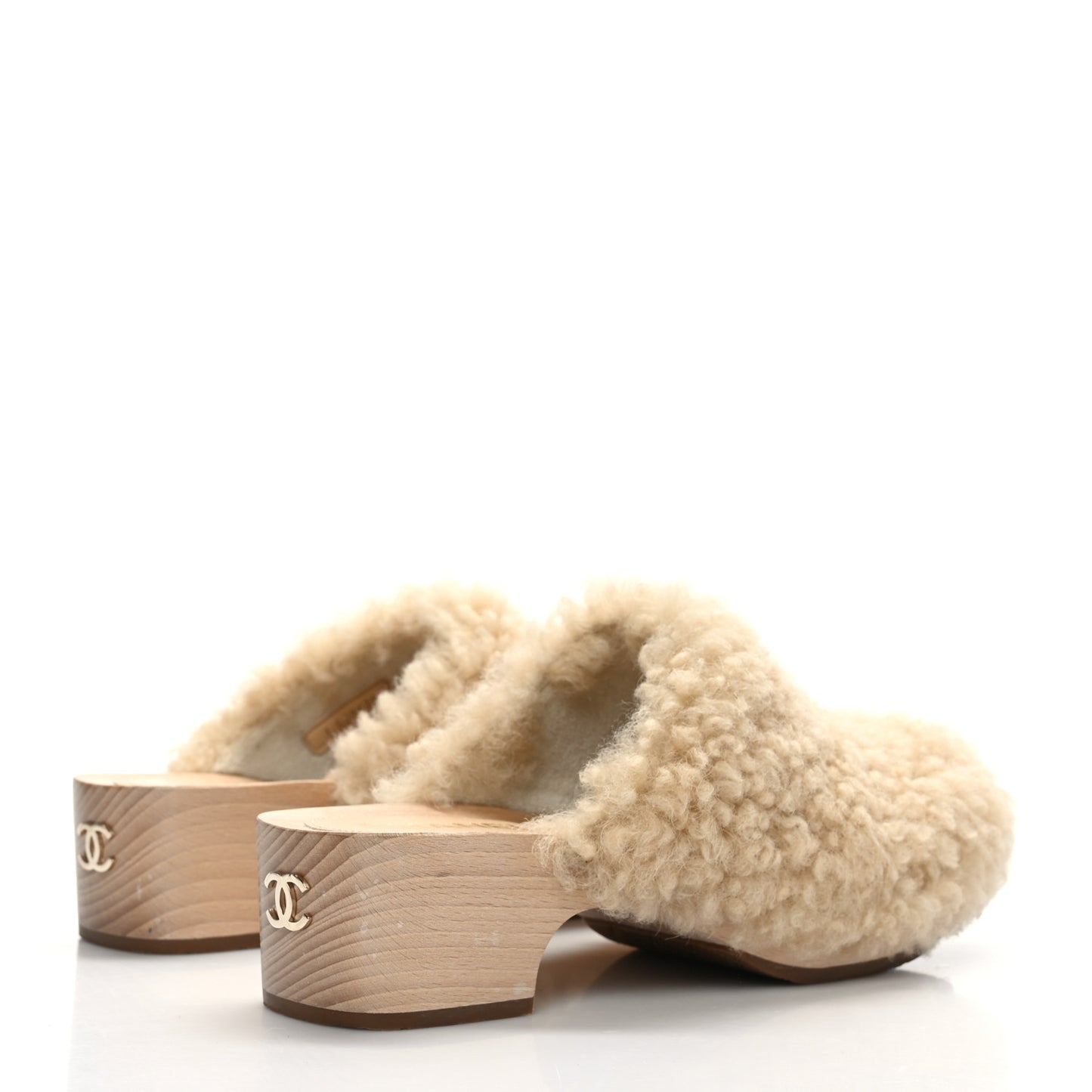 Shearling Lambskin Clogs 38 Beige
