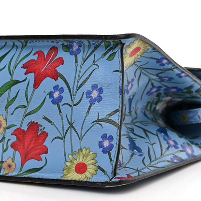 Gucci Calfskin New Flora Medium Sylvie Top Handle Bag Azure 10 of 20