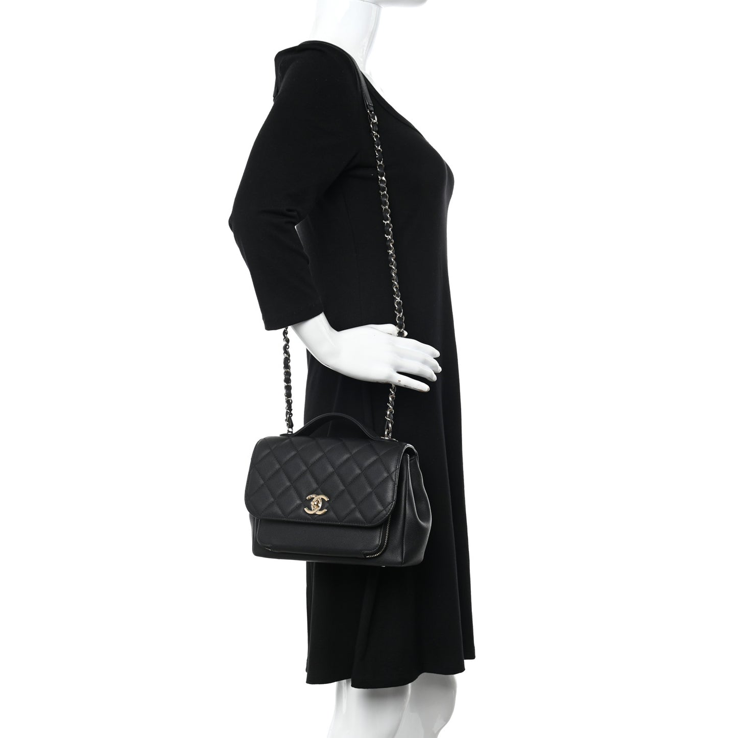 Caviar Quilted Medium Business Affinity Flap Black