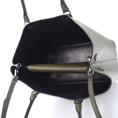 Prada Saffiano Cuir Medium Double Bag Militare 6 of 15