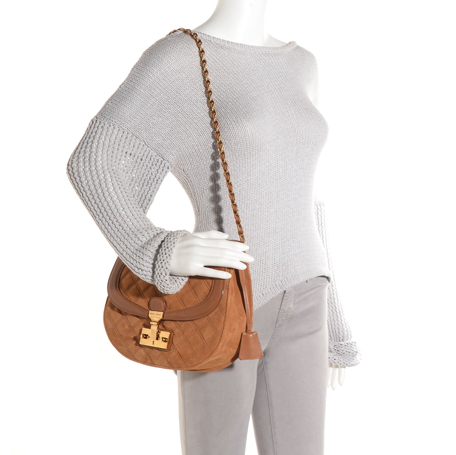 Marc Jacobs Quilted Suede Saffron Shoulder Bag Camel 2 of 9