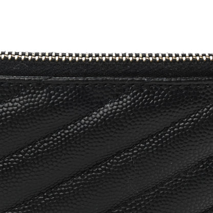 Saint Laurent Grain De Poudre Chevron Monogram Bill Pouch Black 11 of 13