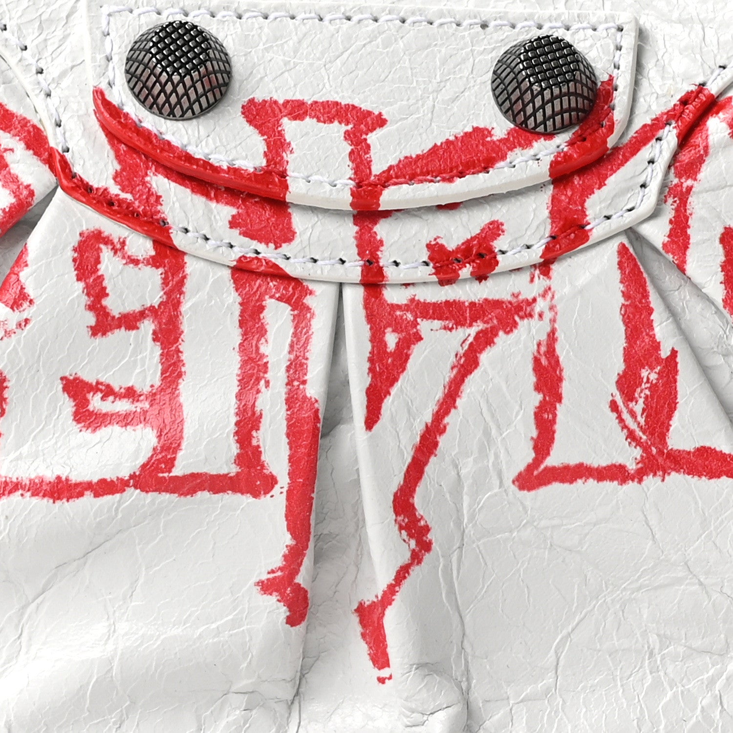 Balenciaga Agneau Arena Lunar New Year Graffiti Logo Le Cagole Shoulder Bag XS Optic White 9 of 11