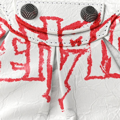 Balenciaga Agneau Arena Lunar New Year Graffiti Logo Le Cagole Shoulder Bag XS Optic White 9 of 11