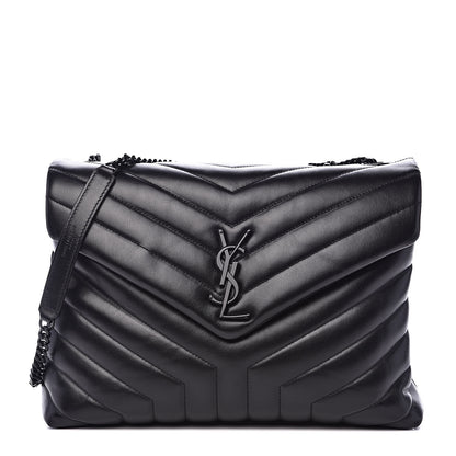 Saint Laurent Calfskin Y Quilted Monogram Medium Loulou Chain Satchel Black 1 of 10