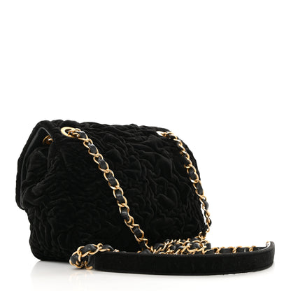 Chanel Velvet Camellia Embossed Mini Square Flap Black 3 of 12