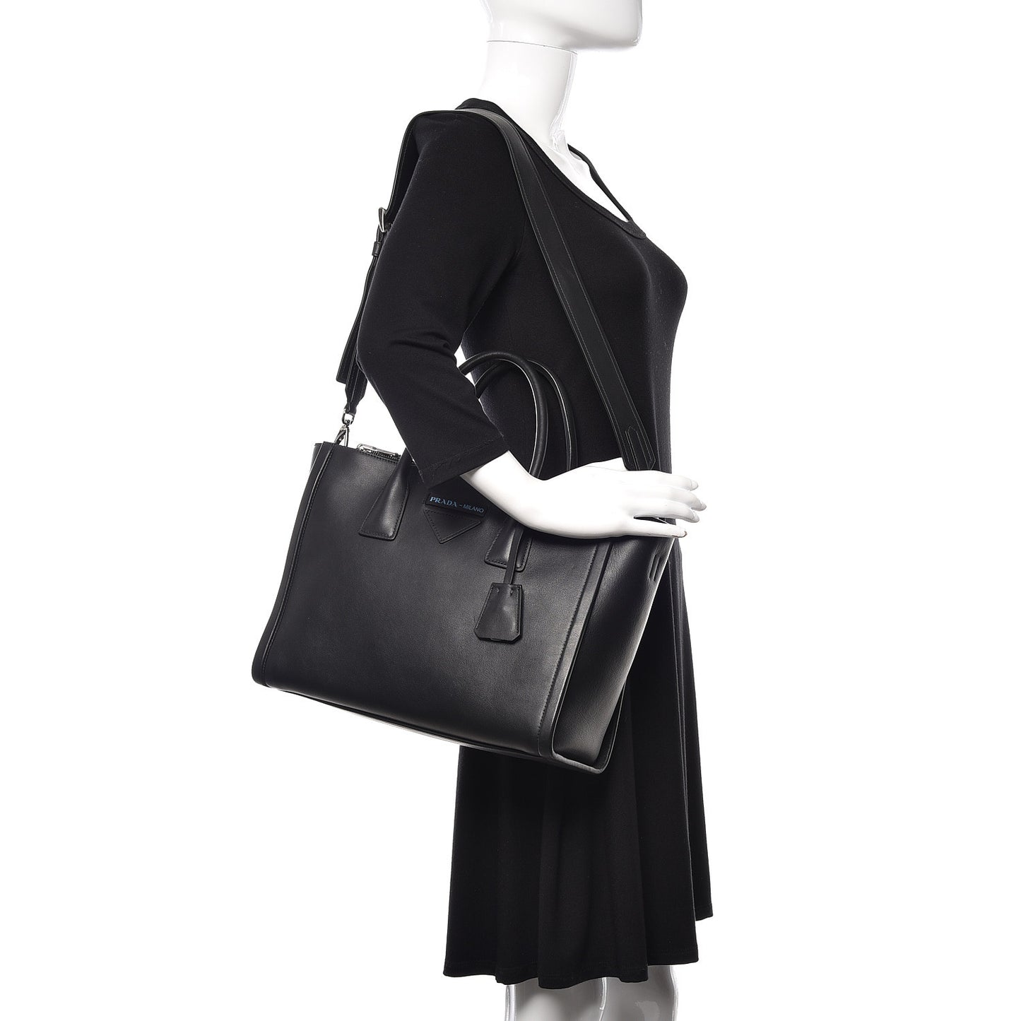 Calfskin Concept Top Handle Bag Black