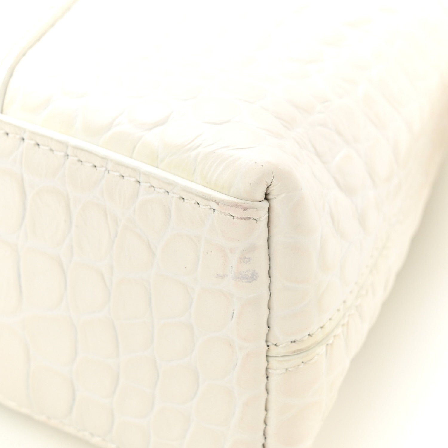 Balenciaga Extra Supple Calfskin Crocodile Embossed XS Downtown Shoulder Bag White 15 of 17