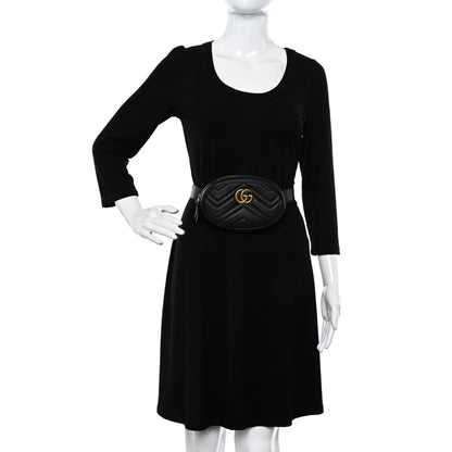 Gucci Calfskin Matelasse GG Marmont Belt Bag 85 34 Black 2 of 17