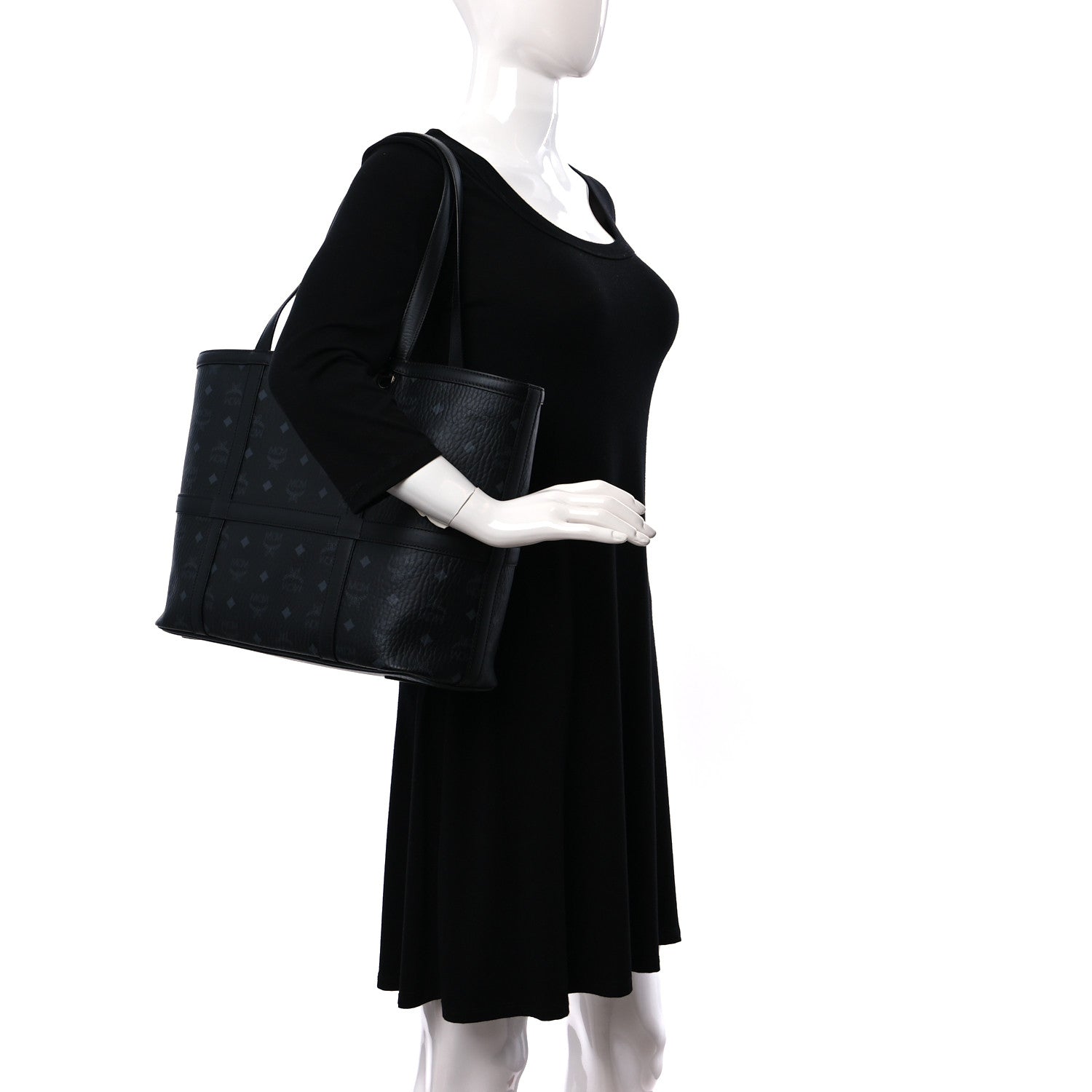 MCM Visetos Medium Delmy Shopper Tote Black 2 of 8