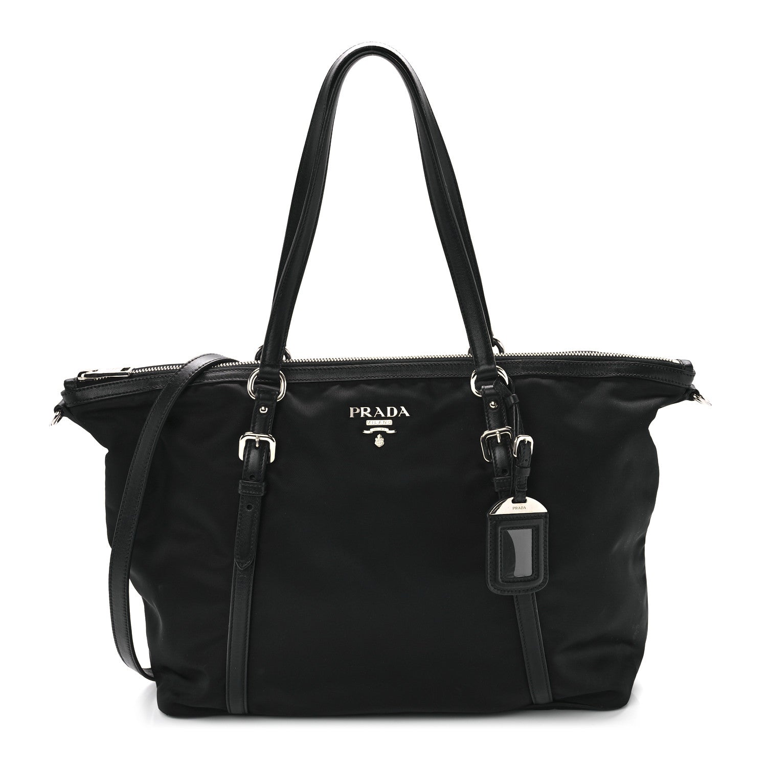 Prada Tessuto Nylon Calfskin Shopping Tote Black 1 of 8