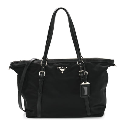 Prada Tessuto Nylon Calfskin Shopping Tote Black 1 of 8