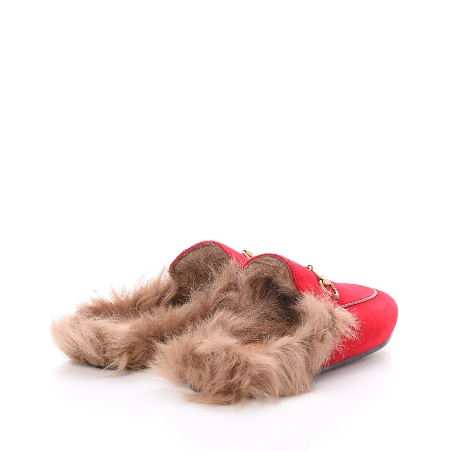 Velvet Fur Womens Princetown Slippers 39 Hibiscus Red