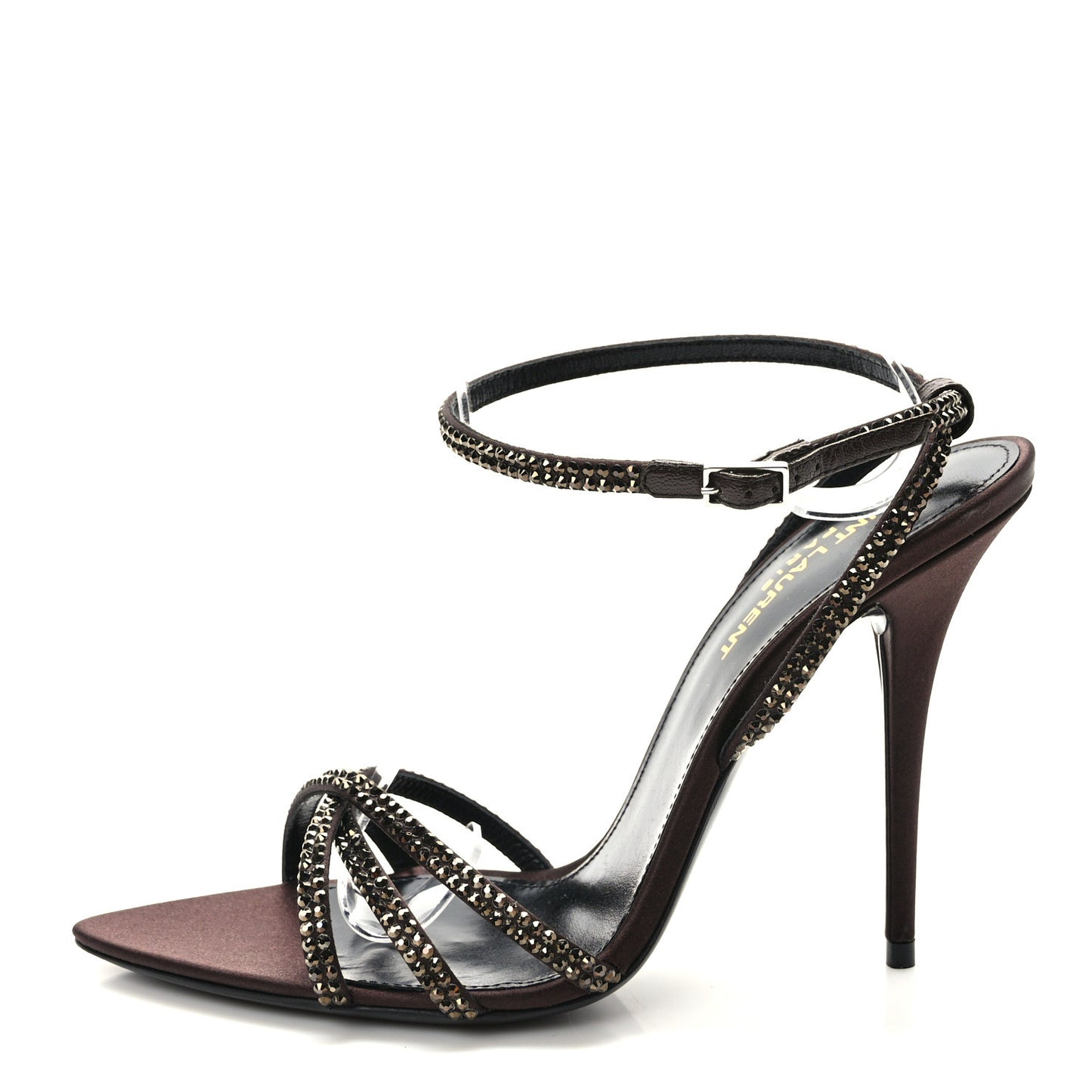 Satin Crystal Ava 105 Sandals 38 Brown
